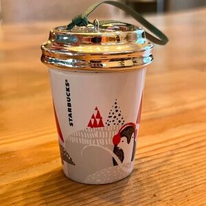 Starbucks Festive Penguin Ornament with Gold Lid